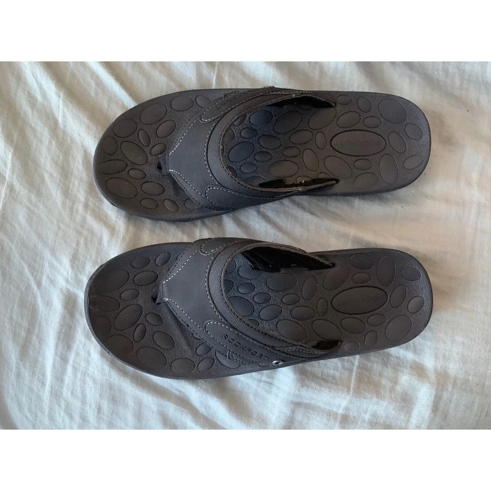 Rockport Men's Hayes Thong Sandals Black Size 8 NIB
